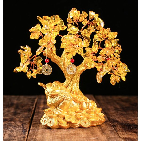 Dáng cây phong thủy đá thạch anh vàng vững chãi biểu tượng cho sự thịnh vượng