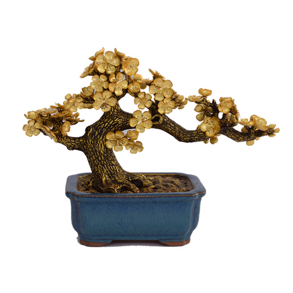 Chậu cây bonsai dát vàng 24k