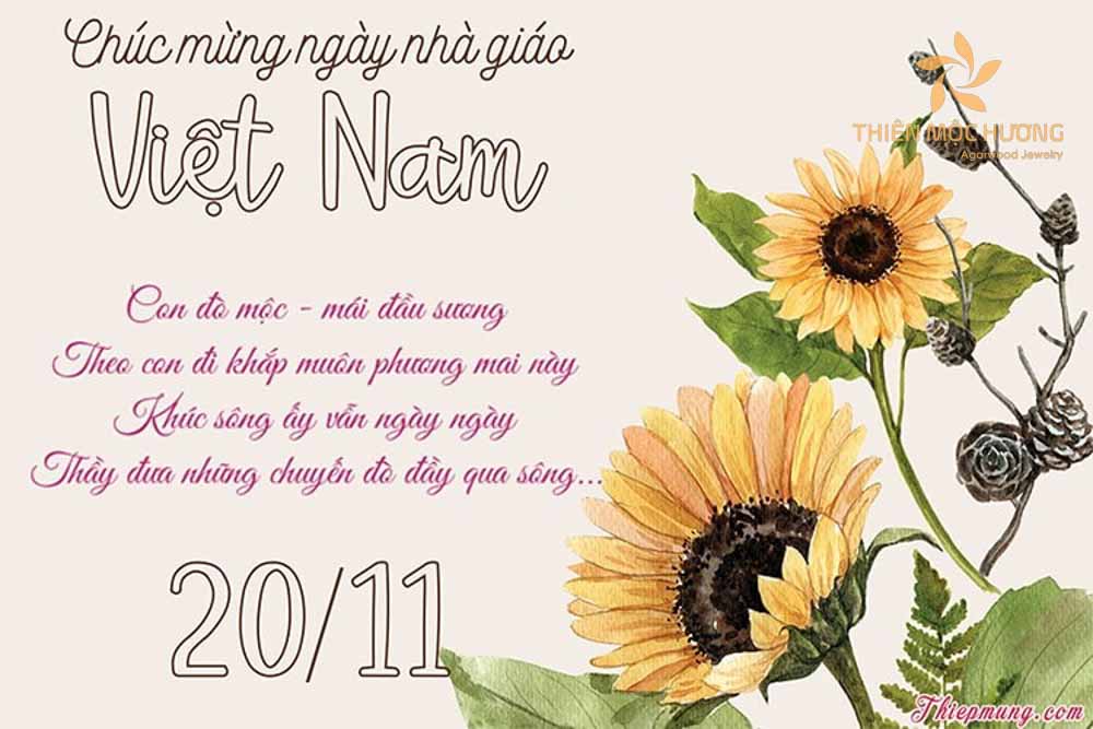 Hình ảnh chúc mừng ngày Nhà giáo Việt Nam với hoa hướng dương 