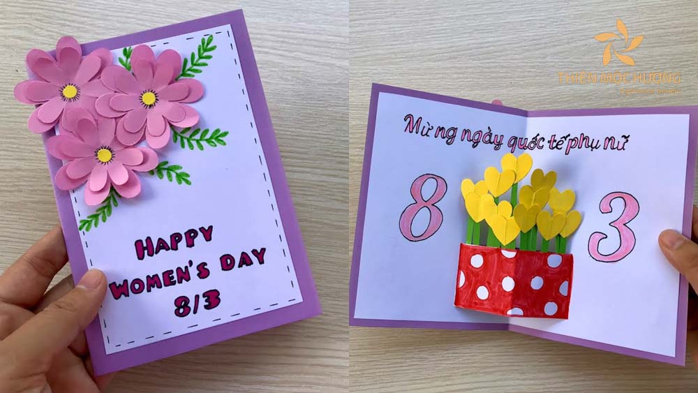 Thiệp 8/3, 20/10, 20/11 bó hoa gấp đôi, 8 tháng 3 tô màu | MihaTV tranh tô  màu sáng tạo đồ chơi giáo dục sớm | A4 180gsm | Shopee Việt Nam