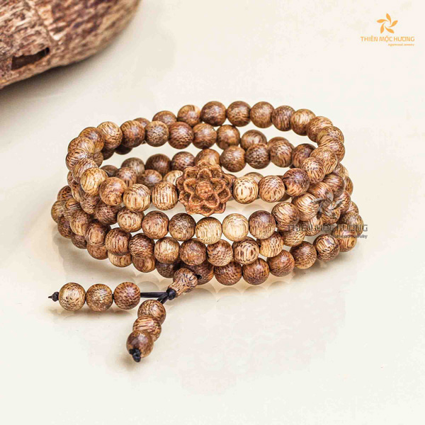 Vòng Tay Trầm Hương 108 hạt mix charm Sen Trầm cầu thanh tịnh, bình an