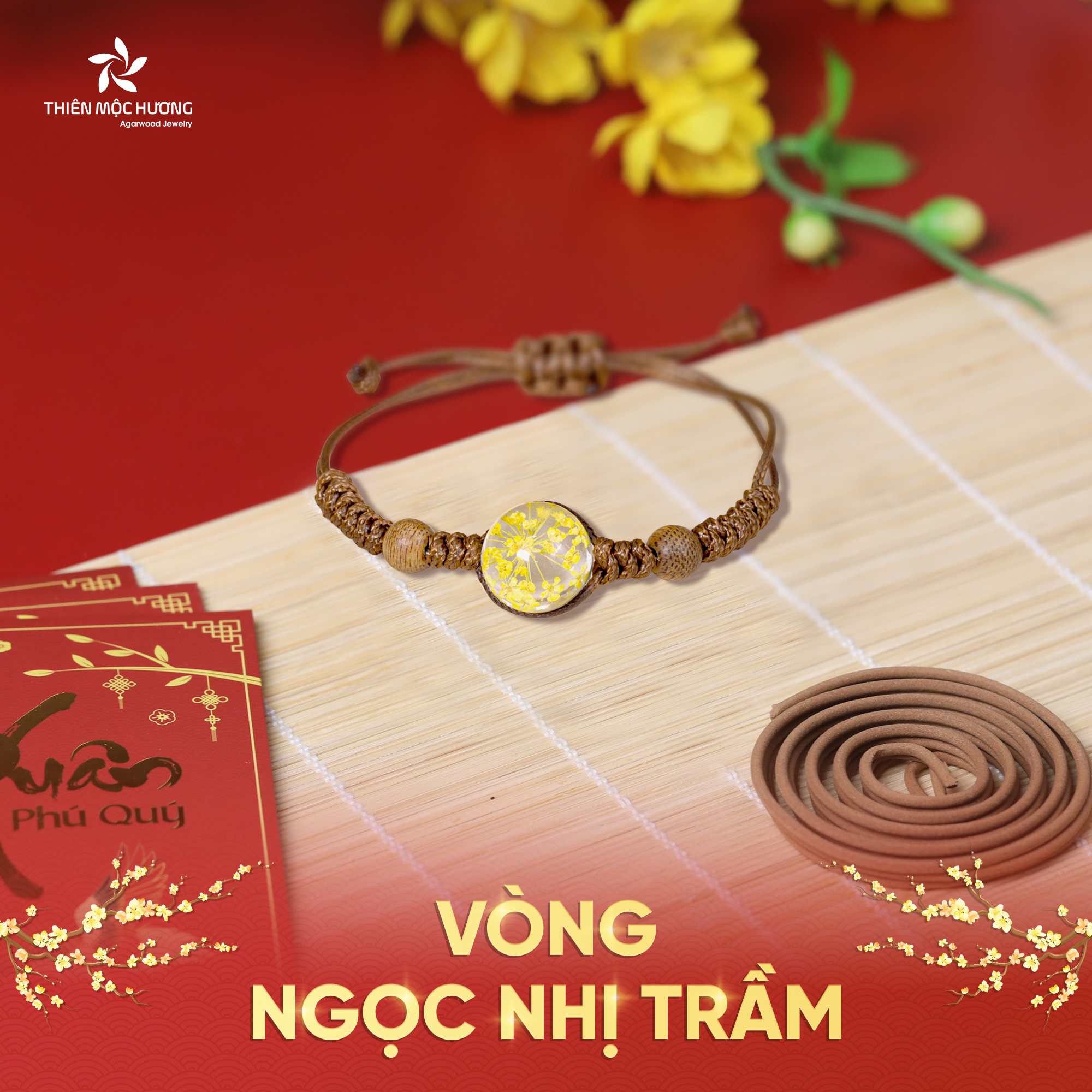 Vòng ngọc nhị trầm cầu may mắn