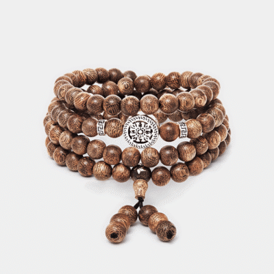 Vòng Tay 108 Hạt Trầm Hương Bánh Xe Pháp Luân - Trầm Hương Việt Nam