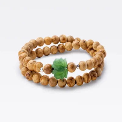 Vòng Đôi Trầm Hương hạt Sen Thạch Bích - Trầm Hương Indo Vân Hoa