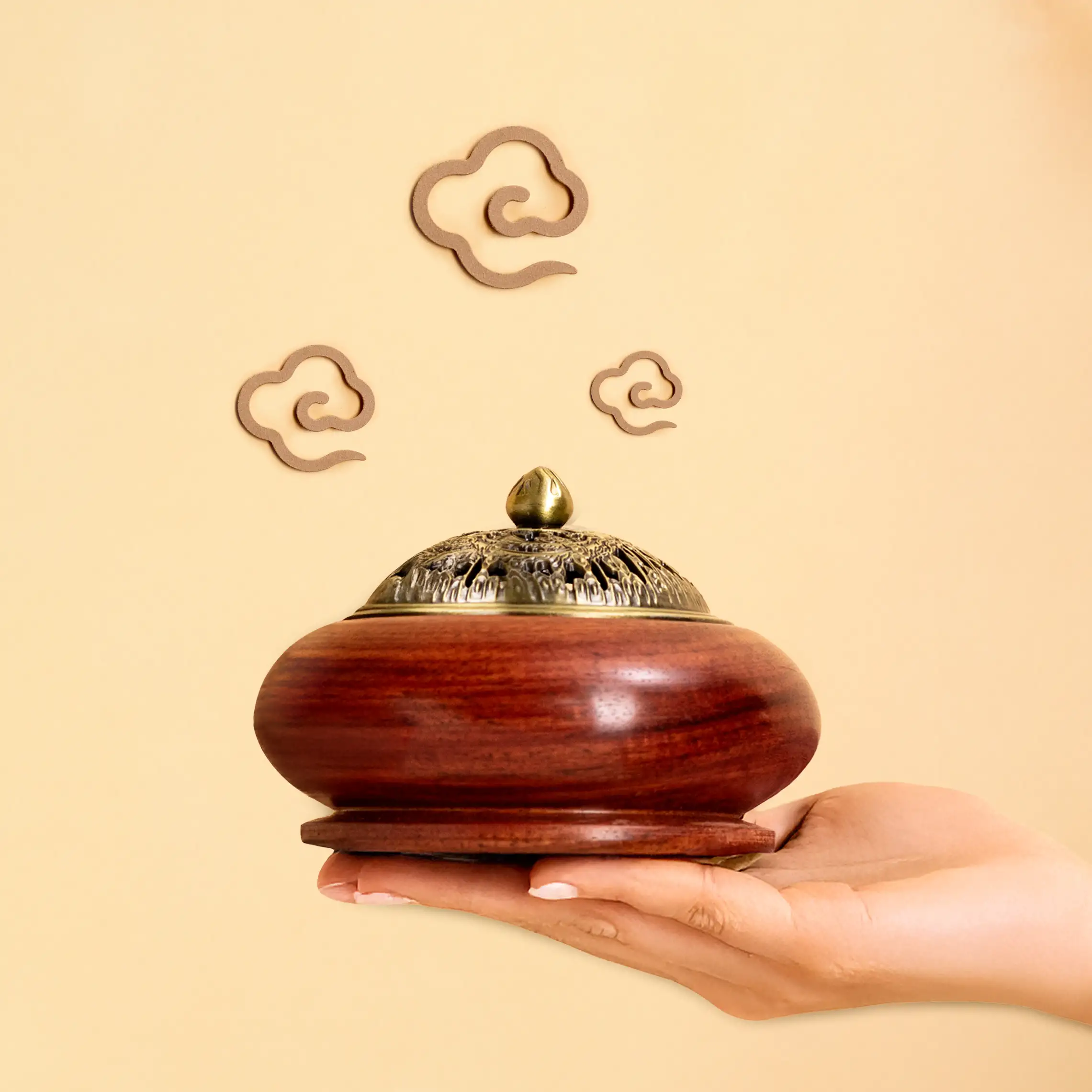 Lư Gỗ Đốt Trầm Hương Họa Tiết Long Phụng