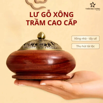 Lư Gỗ Đốt Trầm Hương Họa Tiết Long Phụng