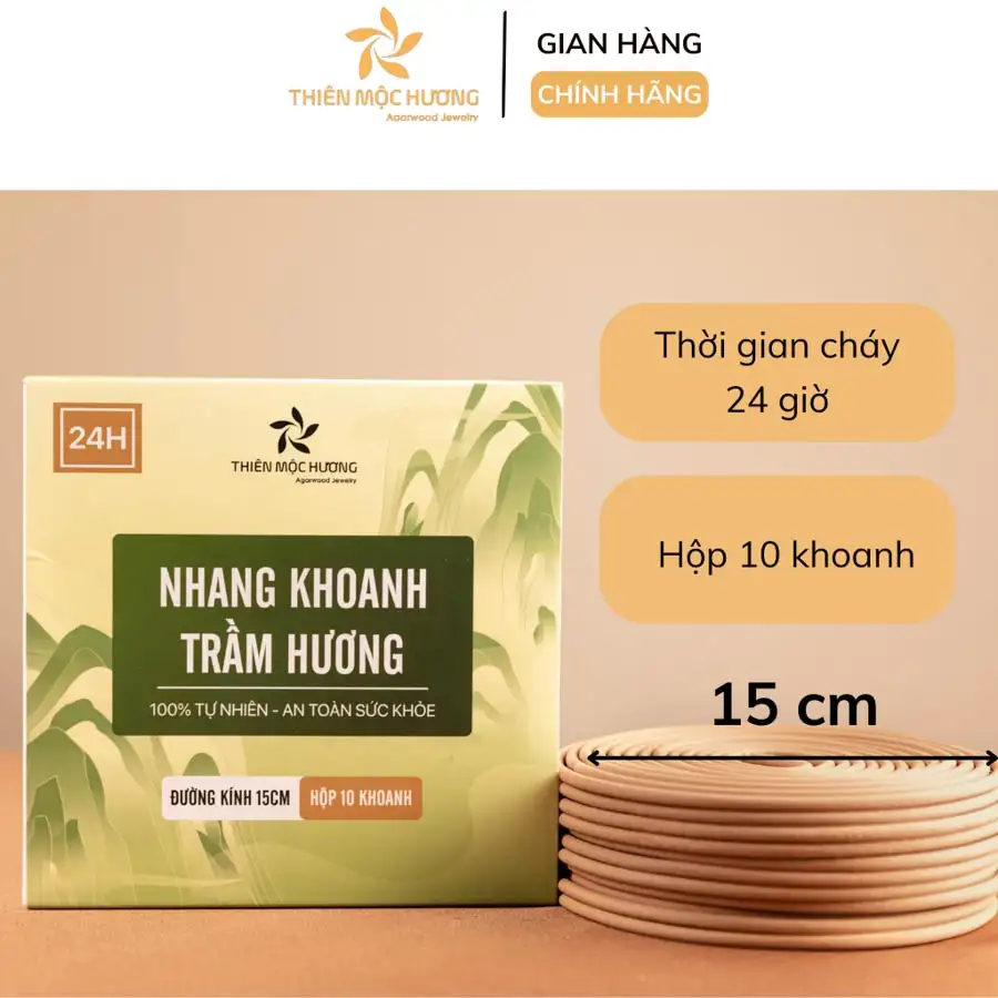 Nhang Khoanh Trầm Hương 24H Cao Cấp mang đến hương thơm trầm ấm, dịu nhẹ với thời gian cháy lâu dài, vừa hỗ trợ thư giãn tinh thần vừa giữ cho không gian luôn trong lành