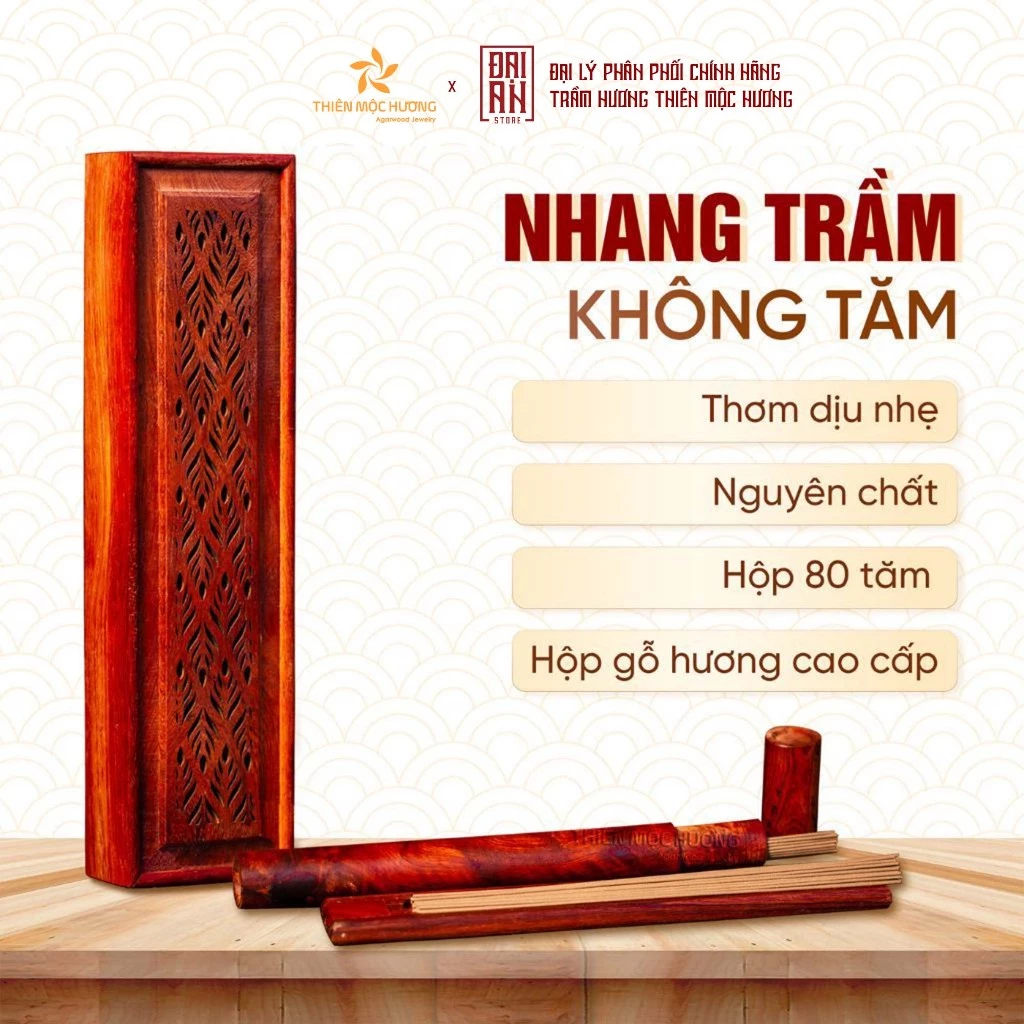 Nhang trầm không tăm Thiên Mộc Hương với màu nâu tự nhiên, thành phần nguyên chất và mùi thơm dịu ngọt mang đến trải nghiệm thưởng hương tinh tế, an toàn và khác biệt