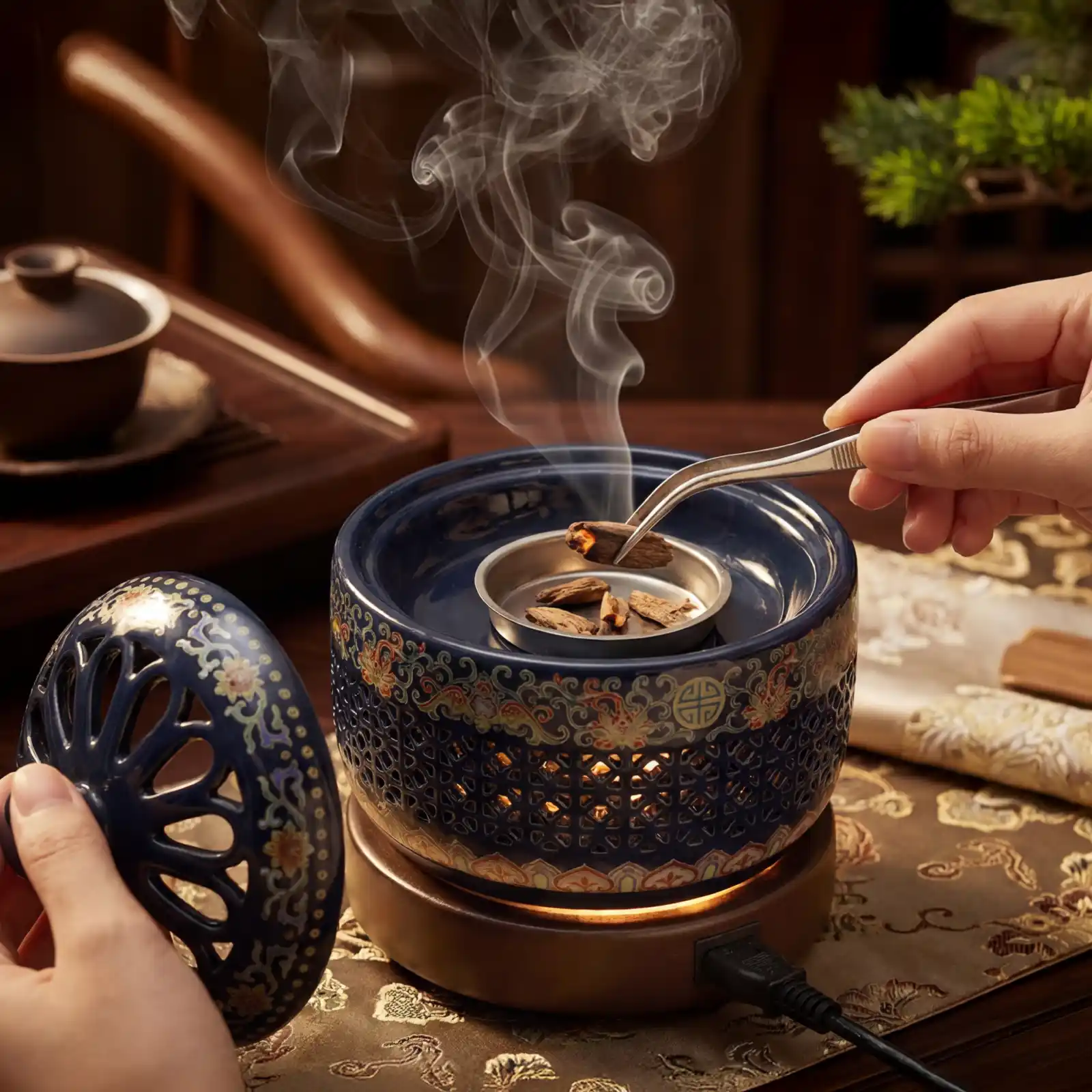 Sử dụng lư xông là phương pháp thưởng trầm nụ an toàn và tao nhã được nhiều người ưa chuộng