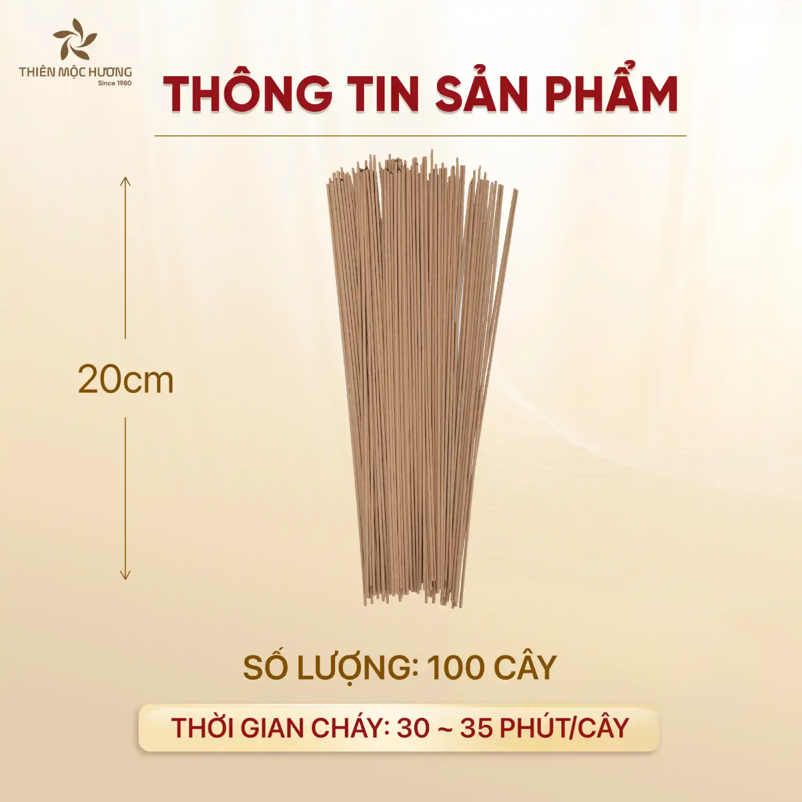 Nhang Trầm Hương Không Tăm Thượng Phẩm - Hộp 100 cây - Ảnh 2